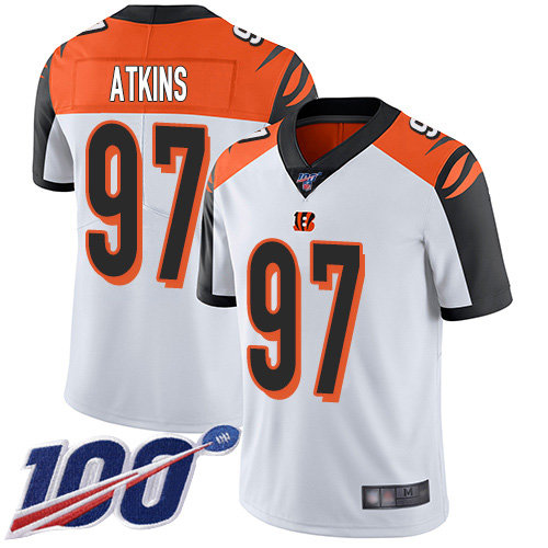 Nike Bengals #97 Geno Atkins White Men’s Stitched NFL 100th Season Vapor Limited Jersey