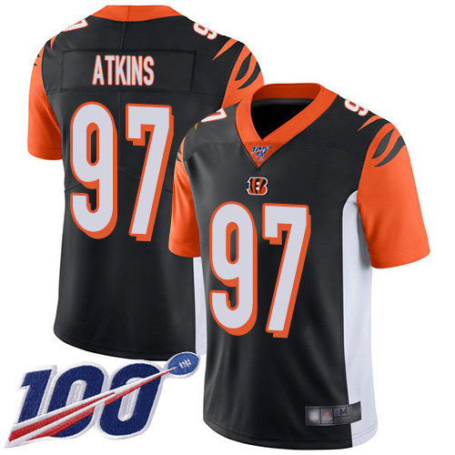 Nike Bengals #97 Geno Atkins Black Team Color Men’s Stitched NFL 100th Season Vapor Limited Jersey