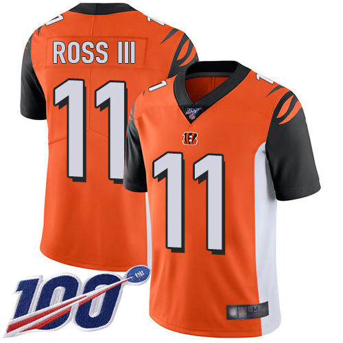 Nike Bengals #11 John Ross III Orange Alternate Men’s Stitched NFL 100th Season Vapor Limited Jersey