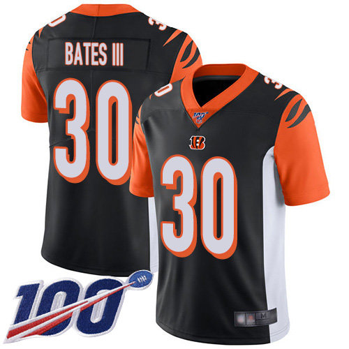 Nike Bengals #30 Jessie Bates III Black Team Color Men’s Stitched NFL 100th Season Vapor Limited Jersey
