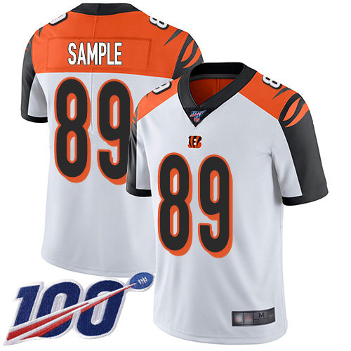Nike Bengals #89 Drew Sample White Men’s Stitched NFL 100th Season Vapor Limited Jersey