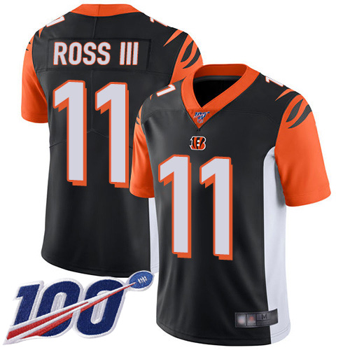 Nike Bengals #11 John Ross III Black Team Color Men’s Stitched NFL 100th Season Vapor Limited Jersey