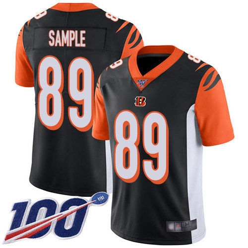 Nike Bengals #89 Drew Sample Black Team Color Men’s Stitched NFL 100th Season Vapor Limited Jersey