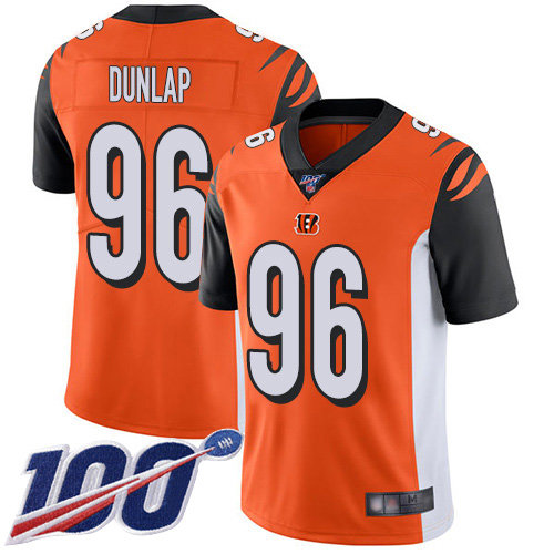 Nike Bengals #96 Carlos Dunlap Orange Alternate Men’s Stitched NFL 100th Season Vapor Limited Jersey