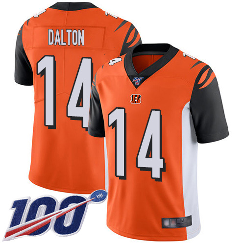 Nike Bengals #14 Andy Dalton Orange Alternate Men’s Stitched NFL 100th Season Vapor Limited Jersey