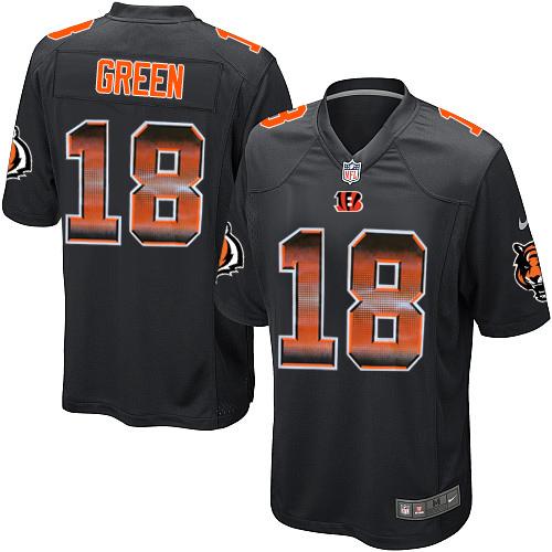 Nike Bengals #18 A.J. Green Black Team Color Men’s Stitched NFL Limited Strobe Jersey