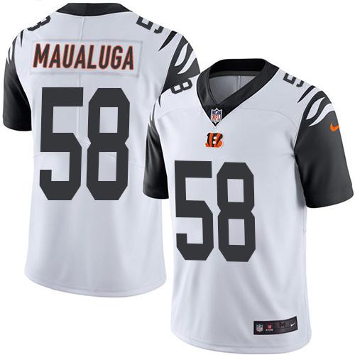 Nike Bengals #58 Rey Maualuga White Men’s Stitched NFL Limited Rush Jersey