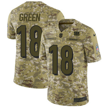 Nike Bengals #18 A.J. Green Camo Men’s Stitched NFL Limited 2018 Salute To Service Jersey