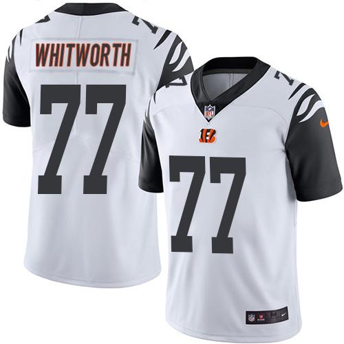 Nike Bengals #77 Andrew Whitworth White Men’s Stitched NFL Limited Rush Jersey