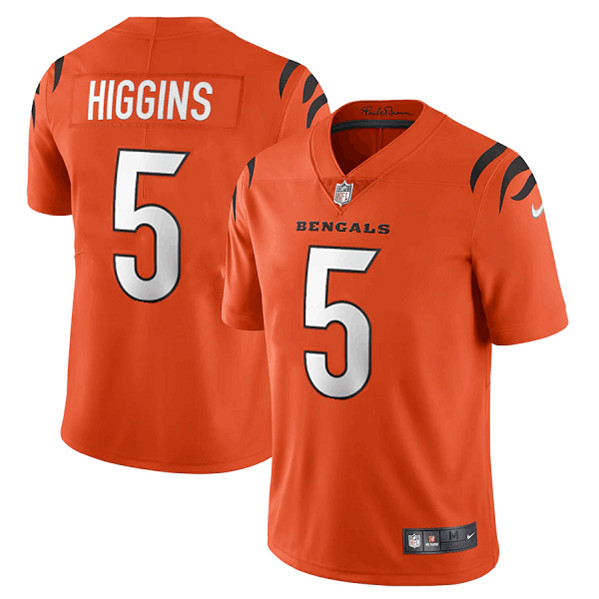 Men’s Cincinnati Bengals #5 Tee Higgins Orange Vapor Untouchable Limited Stitched Jersey