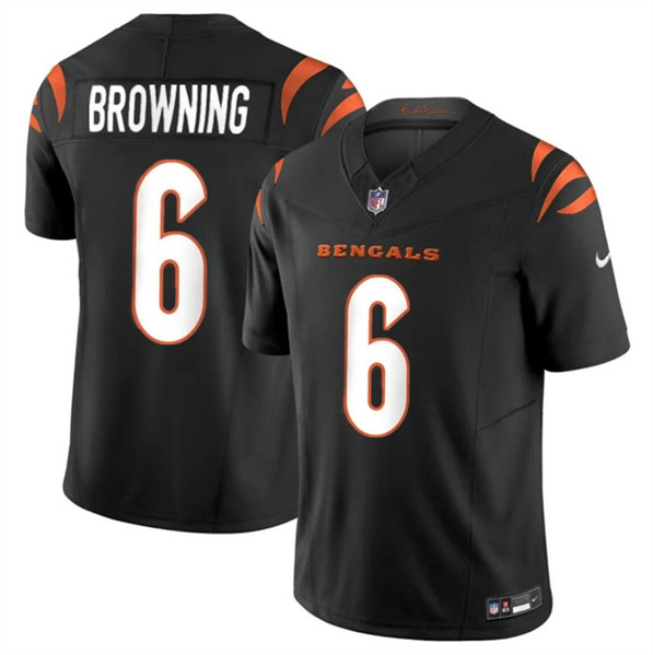 Men’s Cincinnati Bengals #6 Jake Browning Black 2023 F.U.S.E. Vapor Untouchable Limited Football Stitched Jersey