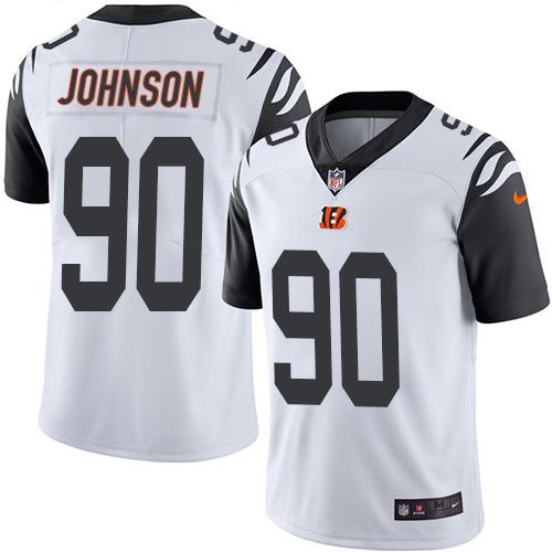 Nike Bengals #90 Michael Johnson White Men’s Stitched NFL Limited Rush Jersey