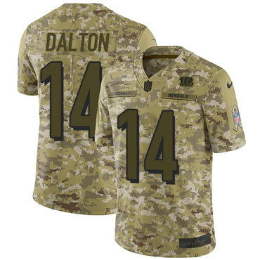 Nike Bengals #14 Andy Dalton Camo Men’s Stitched NFL Limited 2018 Salute To Service Jersey