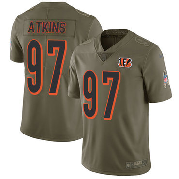 Nike Cincinnati Bengals #97 Geno Atkins Olive Men’s Stitched NFL Limited 2017 Salute To Service Jersey