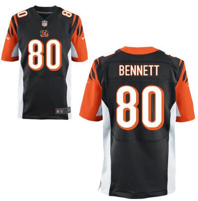 Men’s Cincinnati Bengals #80 Michael Bennett Black Team Color NFL Nike Elite Jersey
