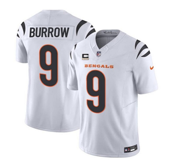 Men’s Cincinnati Bengals #9 Joe Burrow White 2023 F.U.S.E. With 4-Star C Patch Vapor Untouchable Limited Football Stitched Jersey