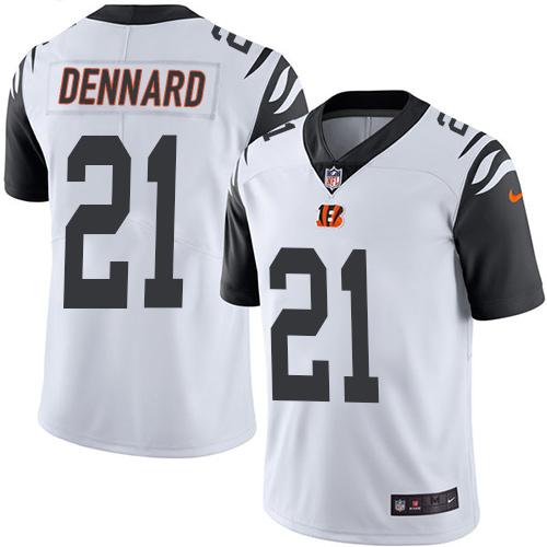 Nike Bengals #21 Darqueze Dennard White Men’s Stitched NFL Limited Rush Jersey