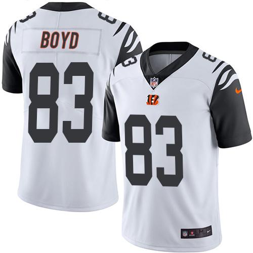 Nike Bengals #83 Tyler Boyd White Men’s Stitched NFL Limited Rush Jersey