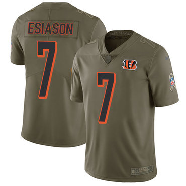 Nike Cincinnati Bengals #7 Boomer Esiason Olive Men’s Stitched NFL Limited 2017 Salute To Service Jersey