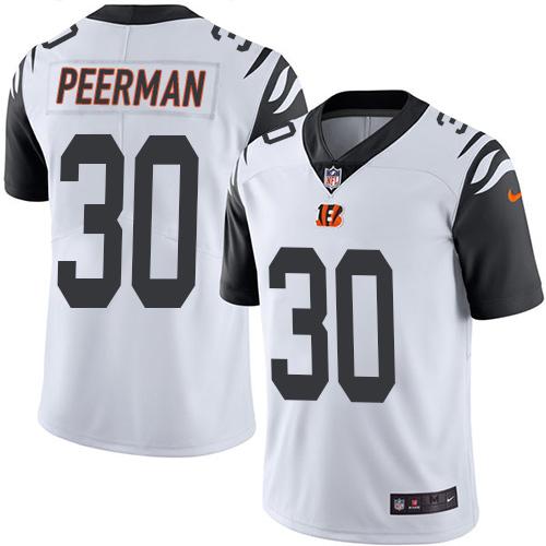 Nike Bengals #30 Cedric Peerman White Men’s Stitched NFL Limited Rush Jersey
