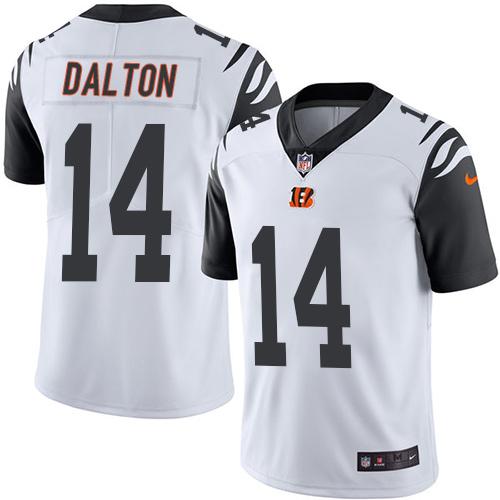 Nike Bengals #14 Andy Dalton White Men’s Stitched NFL Limited Rush Jersey