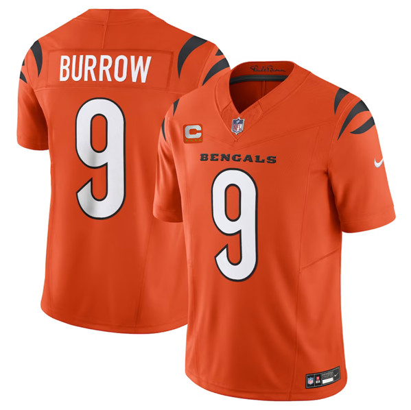 Men’s Cincinnati Bengals #9 Joe Burrow Orange 2023 F.U.S.E. With 4-Star C Patch Vapor Untouchable Limited Football Stitched Jersey
