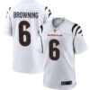 Men’s Cincinnati Bengals #6 Jake Browning White Stitched Game Jersey