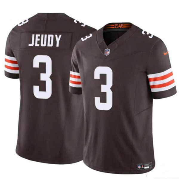 Cleveland Browns #3 Jerry Jeudy Brown 2023 FUSE Vapor Limited Football Stitched Jersey