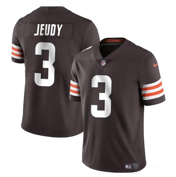 Cleveland Browns #3 Jerry Jeudy Brown Vapor Limited Football Stitched Jersey