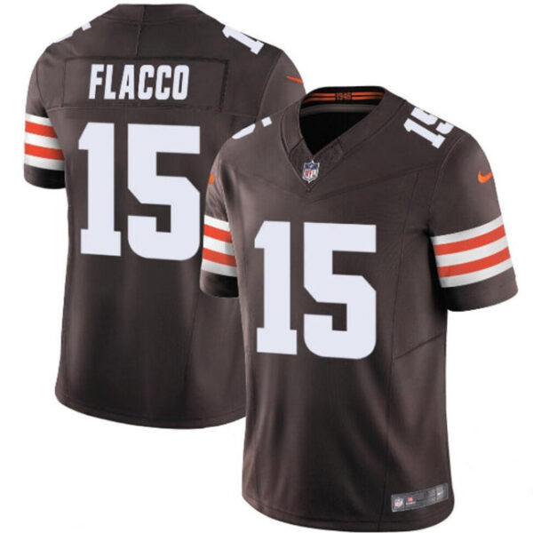Cleveland Browns #15 Joe Flacco Brown 2023 FUSE Vapor Limited Stitched Football Jersey