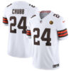 Cleveland Browns #24 Nick Chubb White 2023 FUSE With John Madden Patch Vapor Jersey
