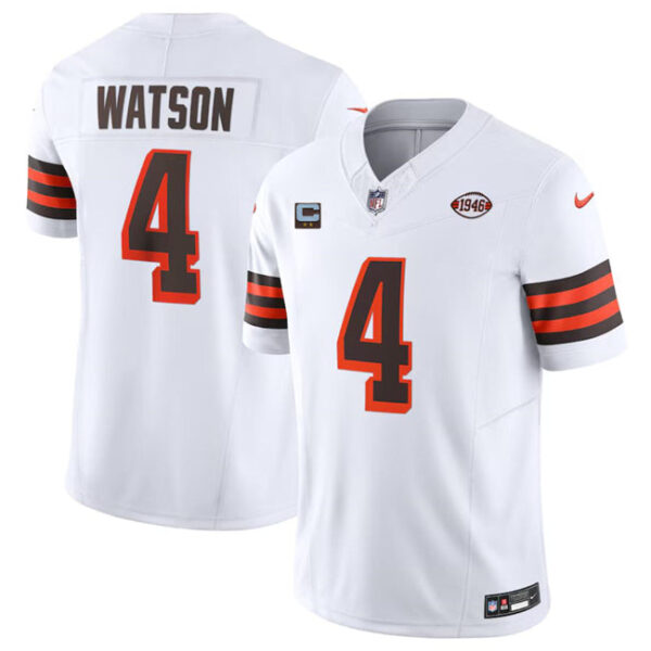 Cleveland Browns #4 Deshaun Watson White 2024 FUSE With 2 Star C Patch Jersey
