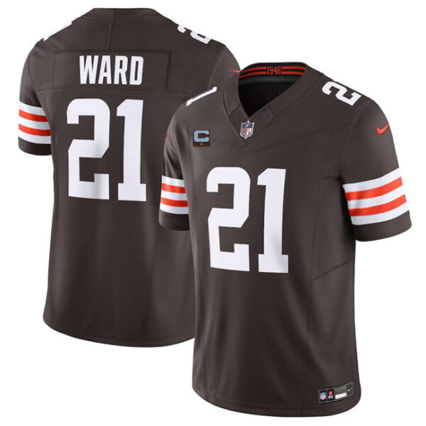 Cleveland Browns #21 Denzel Ward Brown 2024 FUSE With 1 Star C Patch Jersey