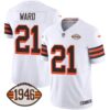 Men’s Browns 1946 75th Anniversary Patch Jersey – All Stitched – 1946 White – Denzel Ward