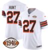 Men’s Browns 1946 75th Anniversary Patch Jersey – All Stitched – 1946 White – Kareem Hunt