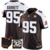Men’s Browns #32 Jim Brown Memorial & Home Patch Jersey V3 – All Stitched – Alternate – Myles Garrett
