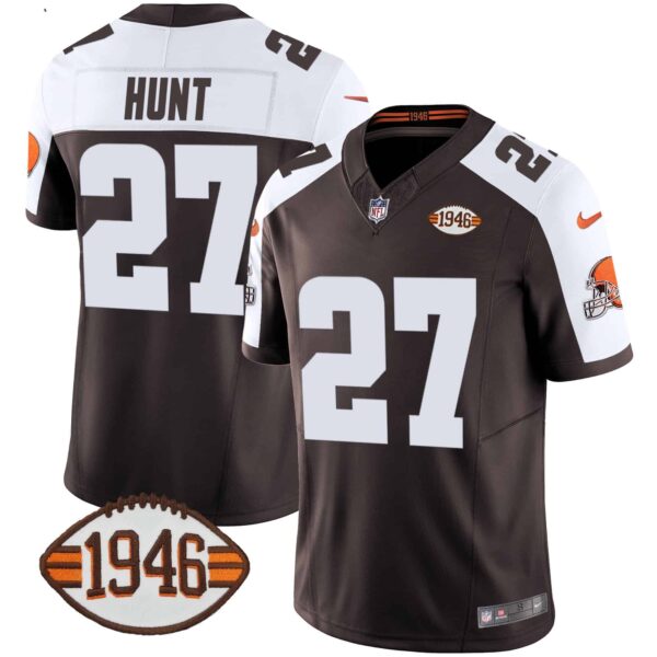 Men’s Browns 1946 75th Anniversary Patch Jersey – All Stitched – Alternate – Kareem Hunt