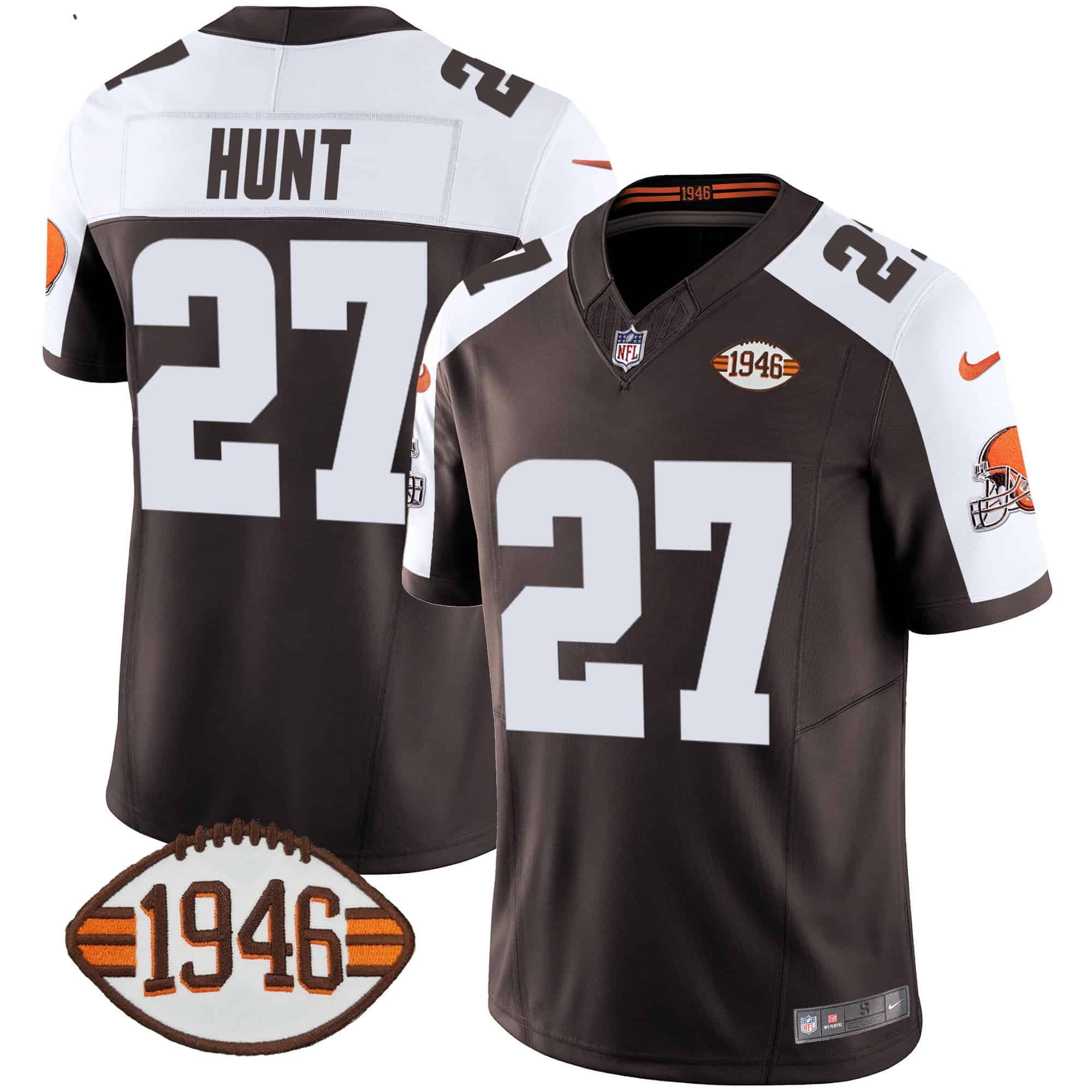 Men’s Browns 1946 75th Anniversary Patch Jersey – All Stitched – Alternate – Kareem Hunt