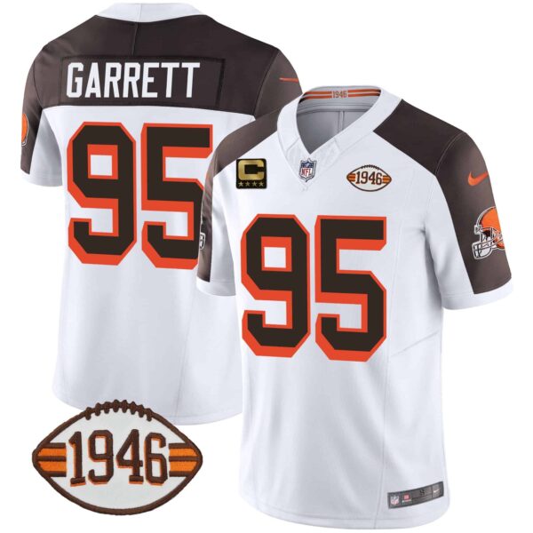 Men’s Browns 1946 75th Anniversary Patch Jersey – All Stitched – Inverted – Myles Garrett