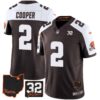 Men’s Browns #32 Jim Brown Memorial & Home Patch Jersey V3 – All Stitched – Alternate – Amari Cooper