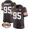 Men’s Browns 1946 75th Anniversary Patch Jersey – All Stitched – Brown – Myles Garrett