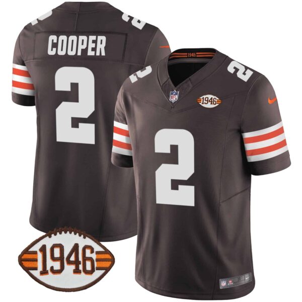 Men’s Browns 1946 75th Anniversary Patch Jersey – All Stitched – Brown – Amari Cooper
