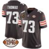 Men’s Browns 1946 75th Anniversary Patch Jersey – All Stitched – Brown – Joe Thomas