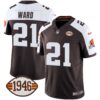 Men’s Browns 1946 75th Anniversary Patch Jersey – All Stitched – Alternate – Denzel Ward
