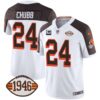 Men’s Browns 1946 75th Anniversary Patch Jersey – All Stitched – Inverted – Nick Chubb