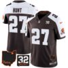 Men’s Browns #32 Jim Brown Memorial & Home Patch Jersey V3 – All Stitched – Alternate – Kareem Hunt