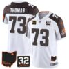 Men’s Browns #32 Jim Brown Memorial & Home Patch Jersey V3 – All Stitched – Inverted – Joe Thomas