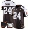 Men’s Browns #32 Jim Brown Memorial & Home Patch Jersey V3 – All Stitched – Alternate – Nick Chubb