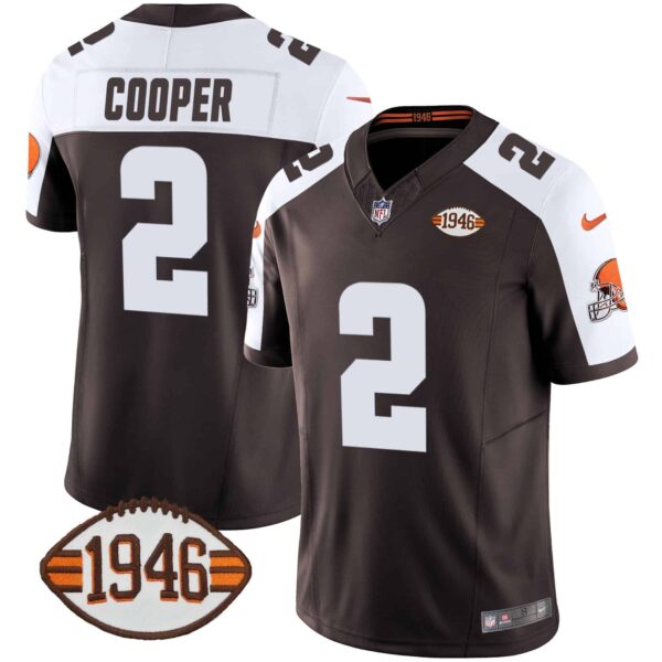 Men’s Browns 1946 75th Anniversary Patch Jersey – All Stitched – Alternate – Amari Cooper