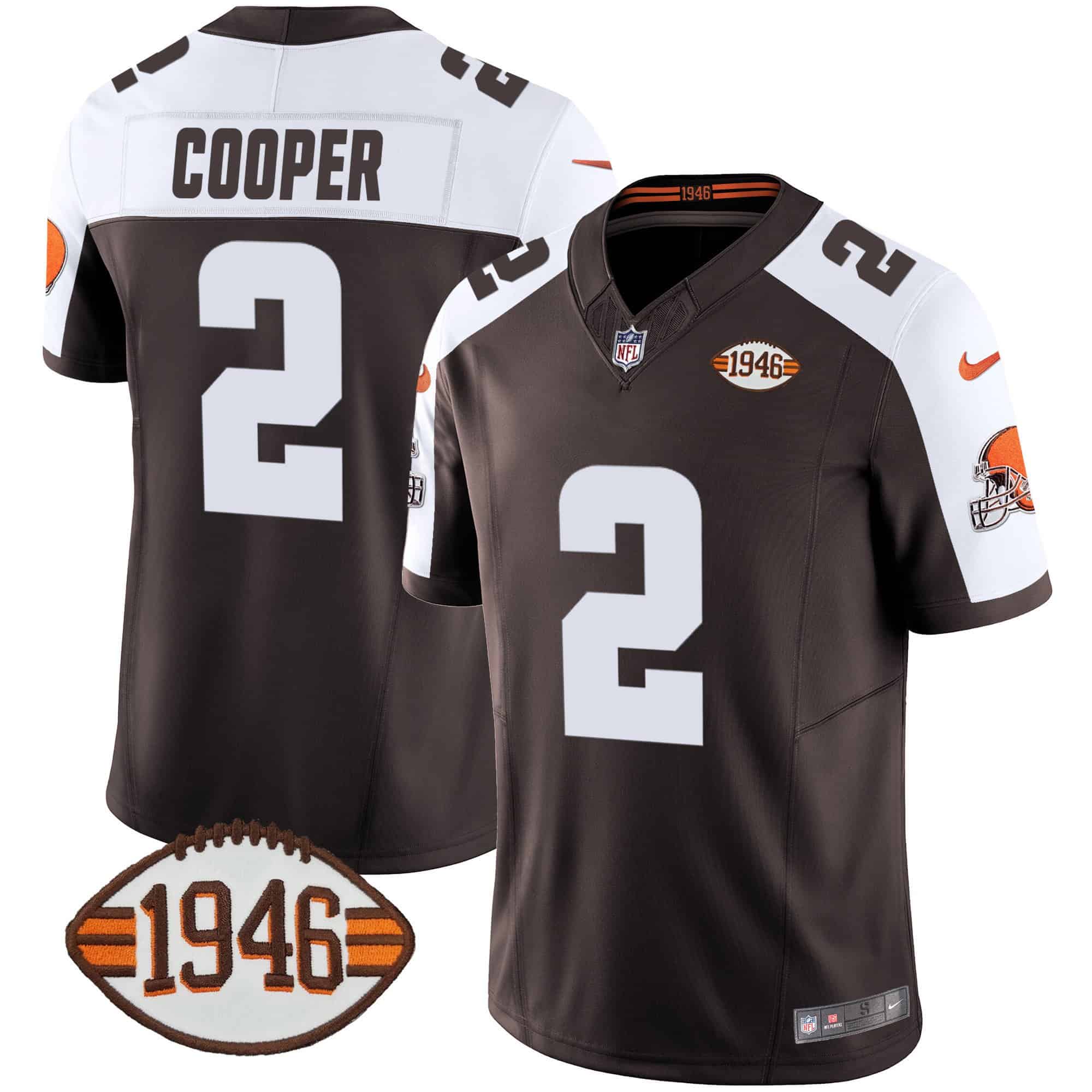 Men’s Browns 1946 75th Anniversary Patch Jersey – All Stitched – Alternate – Amari Cooper